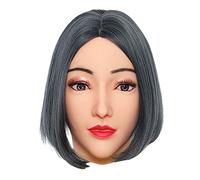 KUMIHO Masque de travesti féminin Masque réaliste en silicone Masque d'Halloween pour Cosplay Crossdresser Drag Queen Party Blanc