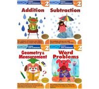 Kumon Grade 2 Math Workbooks Series 4-Book Bundle Set (Addition, Subtraction, Geometry & Measurement, Word Problems)