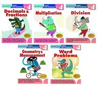 Kumon Grade 4 Math Workbooks Series 5-Book Bundle Set (Decimals & Fractions, Multiplication, Division, Geometry & Measurement, Word Problems)