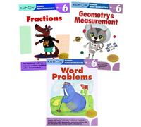Kumon Grade 6 Math Workbooks Series 3-Book Bundle Set (Decimals & Fractions, Geometry & Measurement, Word Problems)