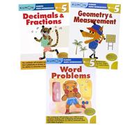 Kumon Math Workbooks Series Grade 5 3-Book Bundle Set (Decimals & Fractions, Geometry & Measurement, Word Problems)