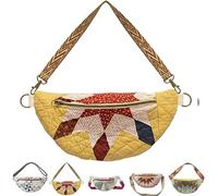 kumosaka Vintage-Inspired Patchwork Quilted Sling Bag, Patchwork Handmade Cotton Hobo Crossbody Shoulder Bag(Type A)