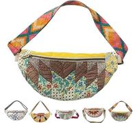 kumosaka Vintage-Inspired Patchwork Quilted Sling Bag, Patchwork Handmade Cotton Hobo Crossbody Shoulder Bag(Type B)