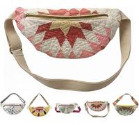 kumosaka Vintage-Inspired Patchwork Quilted Sling Bag, Patchwork Handmade Cotton Hobo Crossbody Shoulder Bag(Type E)