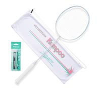 KUMPOO LIULI Raquette de badminton professionnelle en fibre de carbone avec poignée et housse, raquette de badminton 5U légère pour débutants, jeux d'entraînement dans le jardin, en plein air, bleu