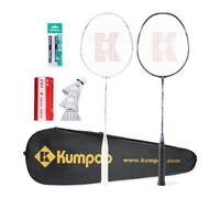 KUMPOO TL-101 Raquettes de badminton pour adultes, lot complet de 2 raquettes de badminton en carbone, 3 oiseaux en nylon, 2 overgirips et 1 sac, ensembles de badminton pour débutants pour jeux dans