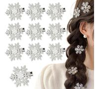 KUMSODE 10 Pcs Flocon De Neige Cheveux Pins Strass Alliage Bobby Pins Glitter Cristal De Mariée Pinces à Cheveux Parti Barrettes pour Les Femmes Fille De Mariage Hiver Faveur de Fête De