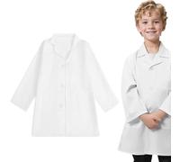 KUMSODE Blouse Chimie Coton Enfant Blouse Laboratoire Lycee pour Fille Garçon Enfant Manche Longue Blouse Medicale avec Poche pour étudiant Lycée Science Hospital Cosplay