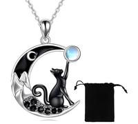 KUMSODE Collier argent pendentif chat mignon bijoux femme en argent fin 925 et zircon cadeau noël parfait pour les femmes filles