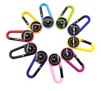 KUMSODE Lot de 10 Mini Mousqueton Multifonction avec Boussole, Boussole Enfant pour extérieur randonnée Survie Crochet