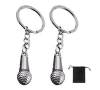 KUMSODE Porte-clés, 2 pièces porte-clés pendentif microphone, cadeau créatif pour les amateurs de musique, accessoire de mode, unisexe, argent