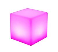 KumuJ Tabouret LED 30 cm - Tabouret cube lumineux - Couleur de lumière réglable - 16 couleurs RVB - Changement de couleur - Repose-pieds d'extérieur réglable - Couleurs de lumière - Siège de jardin