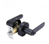 KUNBDV PoignéE De Porte Avec Serrure Et Clé Poignée de porte universelle en alliage d'aluminium, ensemble serrures avec clé for chambre familiale, serrure poignée noire(BLACK)