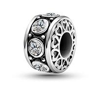 KunBead Breloque en forme de cœur avec pierre de naissance de janvier à décembre compatible avec bracelet Pandora pour maman, fille, grand-mère, petite-fille, nana, tante, épouse, sœur, meilleure amie