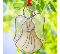KUNDGLA Attrape-Soleil en vitrail en Forme d'ange - Décoration d'intérieur en métal - Cadeau pour Amis, Maman, Enseignant, Anniversaire, Arbre de Noël, Vacances - Décoration à Suspendre (Ange Jaune)