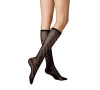 KUNERT Diagonal Crochet Fashion Chaussettes Hautes, Ébène 1541, 35-38 Femmes