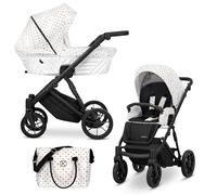 Kunert® IVENTO Ensemble complet de poussette combinée 2 en 1 I comprenant une gondole pour poussette et un siège sport pour poussette avec sac à couches/housse de pluie + chancelière