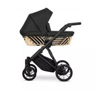 Kunert Ivento Glam Poussette 2 en 1 en cuir écologique avec cadre noir, siège sport inclus (noir)