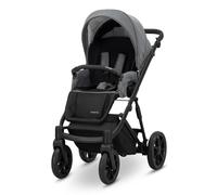 Kunert Ivento Poussette 2 en 1 avec cadre noir et style blanc (gris foncé)