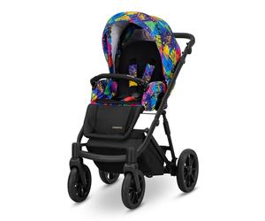 Kunert Ivento Poussette 2 en 1 avec cadre noir et style blanc (multicolore)