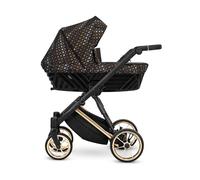 Kunert Ivento Poussette 2 en 1 de qualité supérieure avec cadre doré, cadre en aluminium, multicolore (noir/marron)