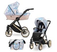 Kunert Ivento Poussette 2 en 1 de qualité supérieure avec cadre doré, cadre en aluminium, multicolore (rose/multicolore)