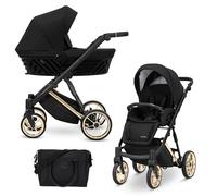 Kunert Ivento Poussette 2 en 1 de qualité supérieure avec cadre doré, cadre en aluminium, multicolore (noir)