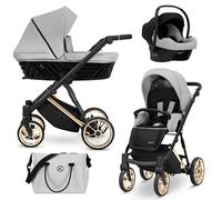 Kunert® IVENTO Poussette combinée 3 en 1 ensemble complet I comprenant une gondole pour bébé, un siège sport pour poussette et un siège auto pour bébé avec sac à langer/housse de pluie + chancelière