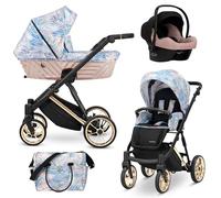 Kunert® IVENTO Poussette combinée 3 en 1 ensemble complet I comprenant une gondole pour bébé, un siège sport pour poussette et un siège auto pour bébé avec sac à langer/housse de pluie + chancelière