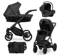 Kunert® IVENTO Poussette combinée 3 en 1 ensemble complet I comprenant une gondole pour bébé, un siège sport pour poussette et un siège auto pour bébé avec sac à langer/housse de pluie + chancelière
