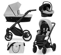Kunert® IVENTO Poussette combinée 3 en 1 ensemble complet I comprenant une gondole pour bébé, un siège sport pour poussette et un siège auto pour bébé avec sac à langer/housse de pluie + chancelière