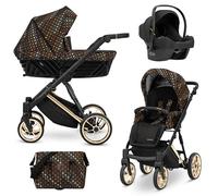 Kunert® IVENTO Poussette combinée 3 en 1 ensemble complet I comprenant une gondole pour bébé, un siège sport pour poussette et un siège auto pour bébé avec sac à langer/housse de pluie + chancelière