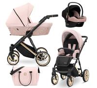 Kunert® IVENTO Poussette combinée 3 en 1 ensemble complet I comprenant une gondole pour bébé, un siège sport pour poussette et un siège auto pour bébé avec sac à langer/housse de pluie + chancelière