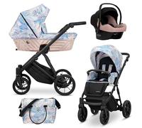 Kunert® IVENTO Poussette combinée 3 en 1 ensemble complet I comprenant une gondole pour bébé, un siège sport pour poussette et un siège auto pour bébé avec sac à langer/housse de pluie + chancelière