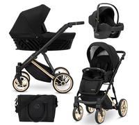 Kunert® IVENTO Poussette combinée 3 en 1 ensemble complet I comprenant une gondole pour bébé, un siège sport pour poussette et un siège auto pour bébé avec sac à langer/housse de pluie + chancelière