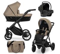 Kunert® IVENTO Poussette combinée 3 en 1 ensemble complet I comprenant une gondole pour bébé, un siège sport pour poussette et un siège auto pour bébé avec sac à langer/housse de pluie + chancelière