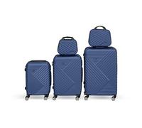 Kunert Viaggio Lot de valises 5 pièces, Set de Voyage avec 3 valises Trolley et 2 Vanity Cases, valises rigides avec Roues 360°, poignée télescopique, Surface résistante aux Rayures (Bleu foncé)