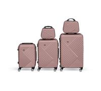 Kunert Viaggio Lot de valises 5 pièces, Set de Voyage avec 3 valises Trolley et 2 Vanity Cases, valises rigides avec Roues 360°, poignée télescopique, Surface résistante aux Rayures (Rose)