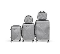 Kunert Viaggio Lot de valises 5 pièces, Set de Voyage avec 3 valises Trolley et 2 Vanity Cases, valises rigides avec Roues 360°, poignée télescopique, Surface résistante aux Rayures (Gris)