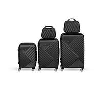 Kunert Viaggio Lot de valises 5 pièces, Set de Voyage avec 3 valises Trolley et 2 Vanity Cases, valises rigides avec Roues 360°, poignée télescopique, Surface résistante aux Rayures (Noir)