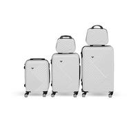 Kunert Viaggio Lot de valises 5 pièces, Set de Voyage avec 3 valises Trolley et 2 Vanity Cases, valises rigides avec Roues 360°, poignée télescopique, Surface résistante aux Rayures (Blanc)