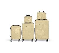 Kunert Viaggio Lot de valises 5 pièces, Set de Voyage avec 3 valises Trolley et 2 Vanity Cases, valises rigides avec Roues 360°, poignée télescopique, Surface résistante aux Rayures (Vanille)