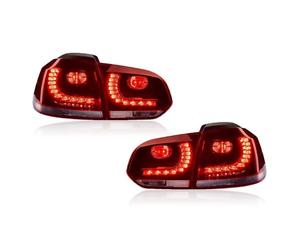 KUNFINE 2PCS Ensemble de feux arrière de voiture PourVW GOLF 6 2008-2013 Rouge Feux arrière Accessoires de réglage Scintillement de l'eau qui coule Feux arrière