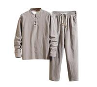 Kung Fu Costume en coton et lin pour homme Style chinois - Arts martiaux traditionnels classiques Tangzhuang Chemise à manches longues Pantalon Entraînement Uniforme surdimensionné Uniforme d'arts