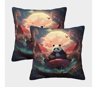 Kung Fu Panda Canapé Coussins Lot De 2 Pièces Trésor national de Chine Pillow Covers Canapé Taie D'oreiller Cacher La Fermeture À Glissière Pour Patio Jardin Salon Chambre Décoration 40x40cm