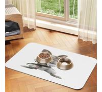Kung fu Tapis de nourriture pour lapin 43,7 x 30 cm absorbant et antidérapant en cuir synthétique pour chiens et chats avec fond en caoutchouc à séchage rapide