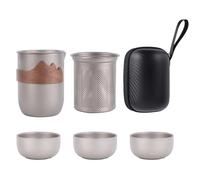 Kung Fu Tea Set - Strong Lightweight Titanium Teaware, élégant Design de cérémonie | Tasses anti-balddes à double couche, séchage de thé facile à utiliser pour les amateurs, accessoire de brassage de