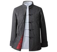 Kung Fu Veste Vêtements Hommes Tang Costume Laine Style Chinois Épaissi Hanfu Manteau Vêtements Traditionnels Chinois Tai Chi Vêtements Arts Martiaux Vêtements (3XL,Gray)