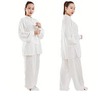 Kung Fu Vêtements Tai Chi Uniformes Kung FU Costume Arts Martiaux Costume Tenue Wing Chun pour Homme Et Femme,White-S