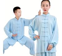 Kung Fu Vêtements Tai Chi Uniformes Kung FU Costume Arts Martiaux Costume Tenue Wing Chun pour Homme Et Femme,Blue2-XL